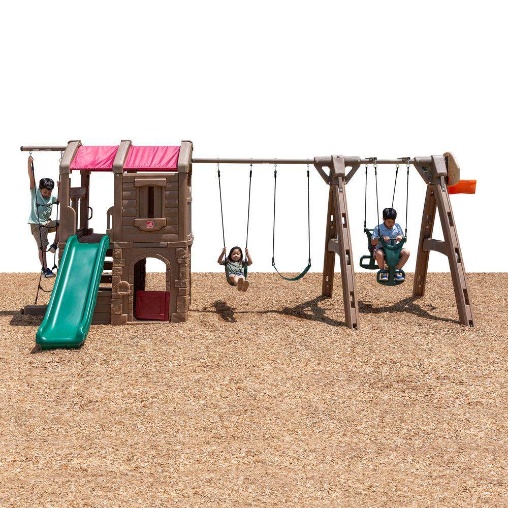 Adventure Lodge con Balancin-Columpio de Plástico-HB801400-Oferta-Garden Market