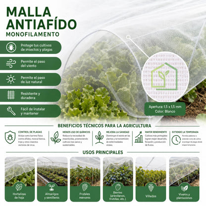 Malla Antiáfido 40 Mesh 110g 4x100 Metros-Malla Antiáfido-HBCN01X-Garden Market