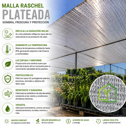 Malla Raschel 90% sombra, Plata - 4,2x100m-Mallas Raschel-HBTA405-Garden Market